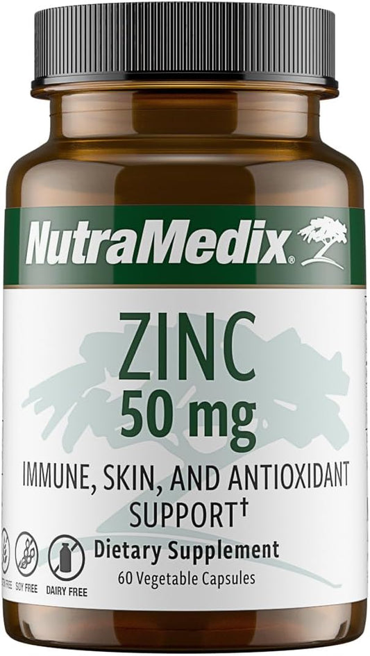 NutraMedix Zinc 50mg - Zinc Supplements for a Healthy Immune Defense, Skin Health & Antioxidant Support - Easy to Digest Zinc for Immune Health (60 Capsules)