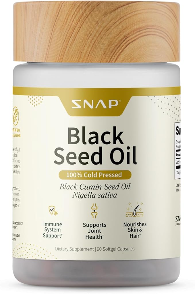 Black Seed Oil Capsules 100% Cold Pressed - Immune Support, Detox Aid, Inflammation Relief, Skin, Hair & Joint Health - Organic Black Cumin Seed, High Potency Nigella Sativa (90 Softgel Capsules)