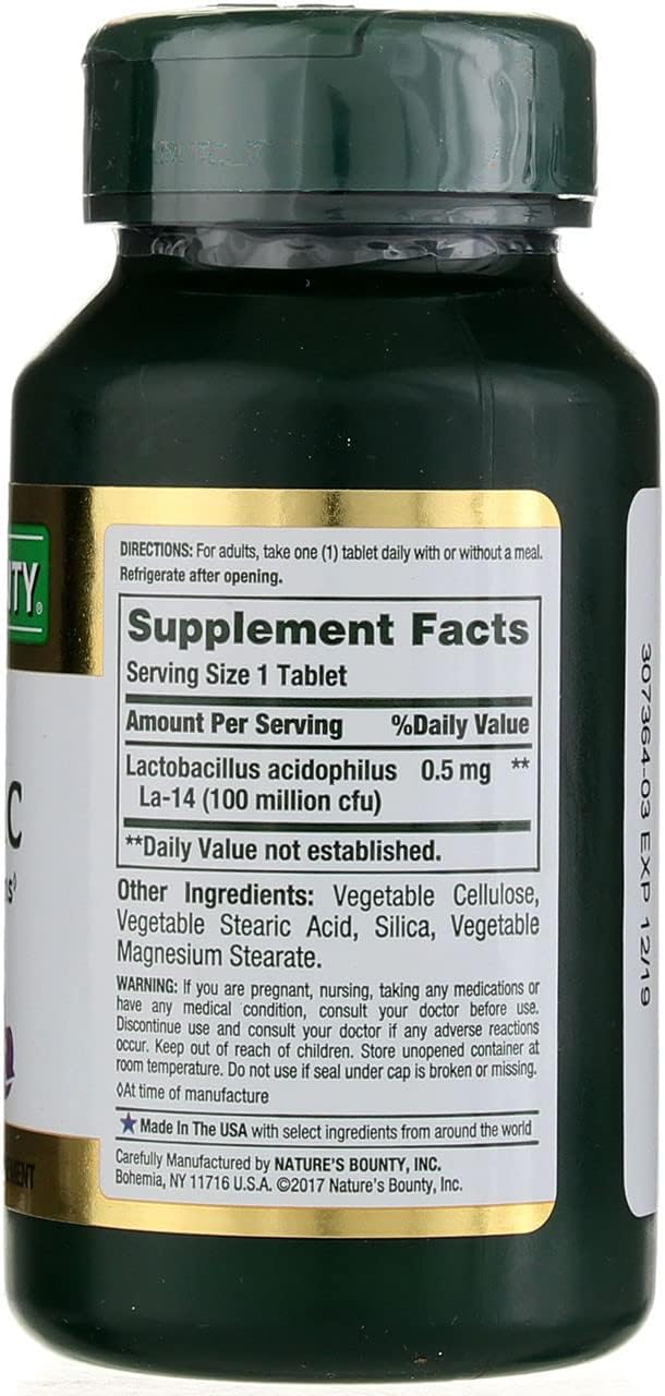 Nature's Bounty Probiotic Acidophilus Tablets, 120 ea (Pack of 3)