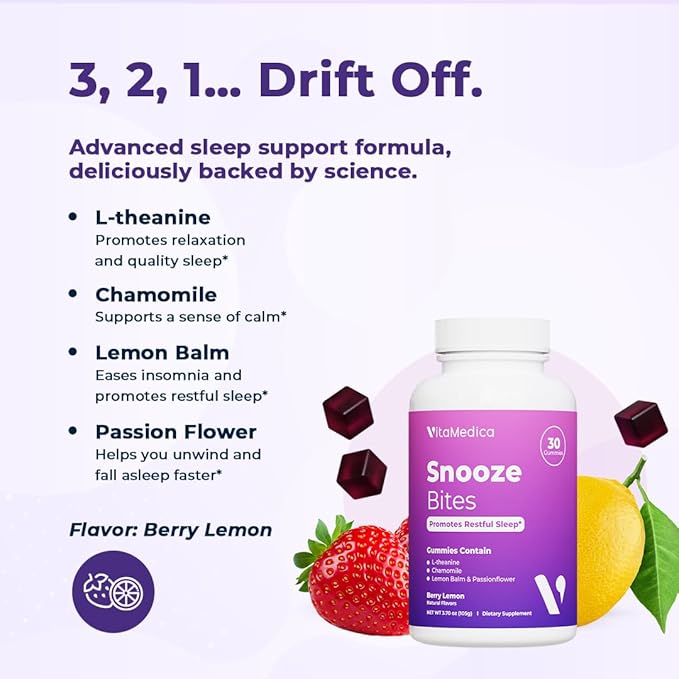 VitaMedica Snooze Bites - Melatonin-Free Sleep Gummies - Sample Pack - 10 Gummies
