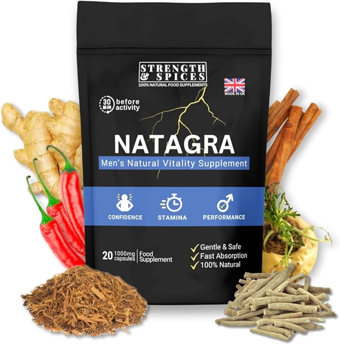 Natagra 1000mg Herbal Supplement – Maca, Tribulus, Ginseng – Supports Energy & Well-Being – Vegan, UK Made