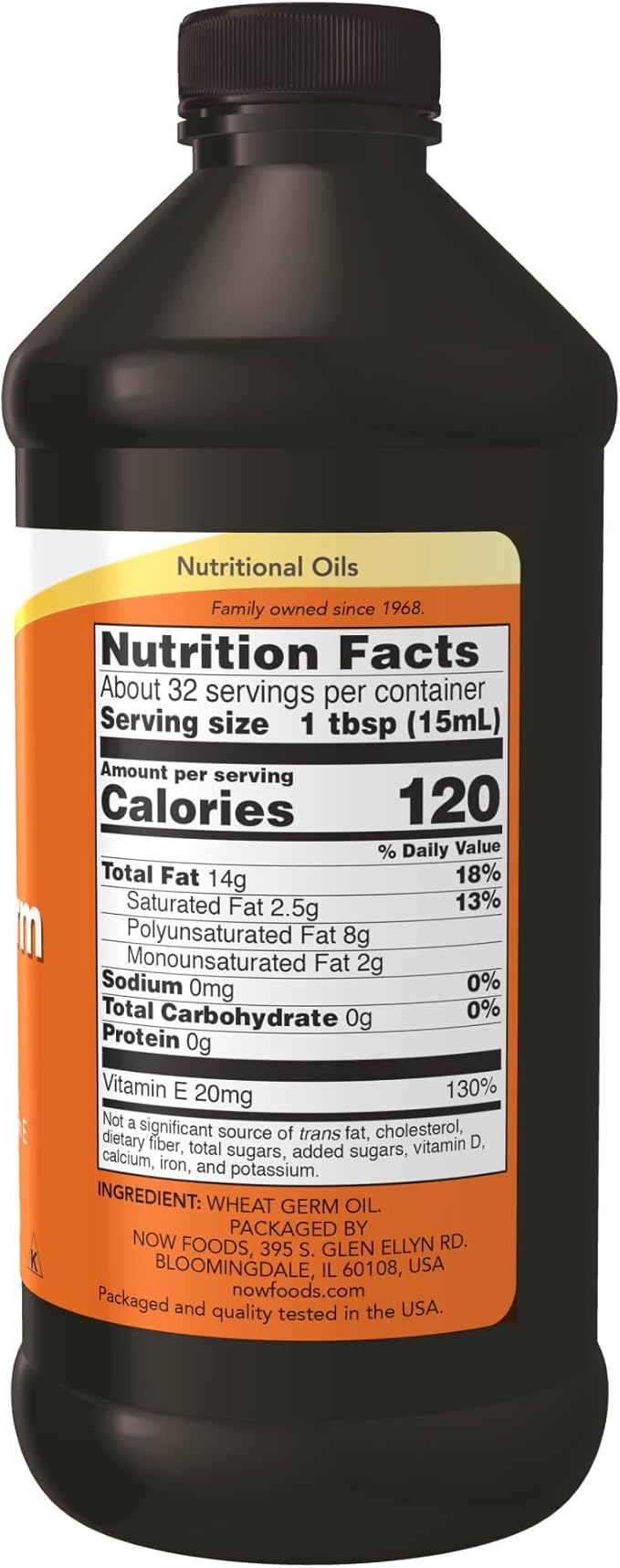 NOW Supplements, Wheat Germ Oil with Essential Fatty Acids (EFAs), Nutritional Oil, 16-Ounce (Pack of 2)