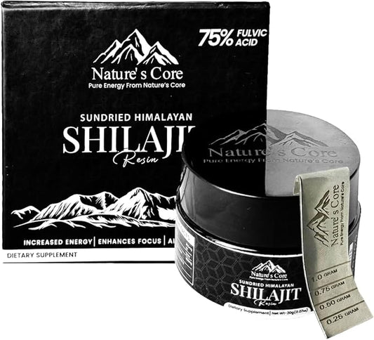 Nature's Core Sundried Himalayan Shilajit, Pure Himalayan Organic Shilajit for Men and Women, Contain 85+ Trace Minerals & Fulvic Acid, Natural 100% Purest Shilajit Resin, 20 Grams