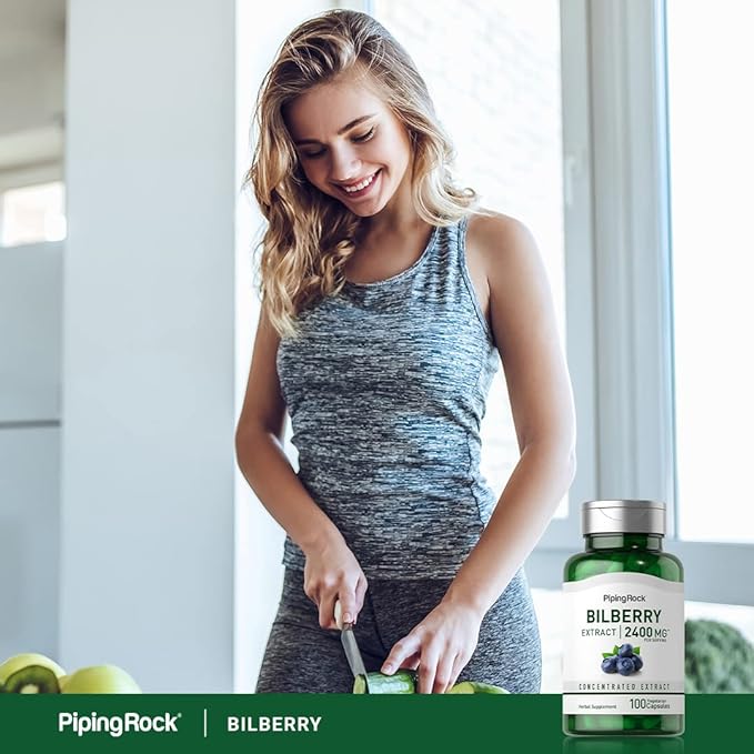 Piping Rock Bilberry Extract Capsules 2400mg | 200 Count | Concentrated Herbal Extract | Vegetarian, Non-GMO, Gluten Free Supplement