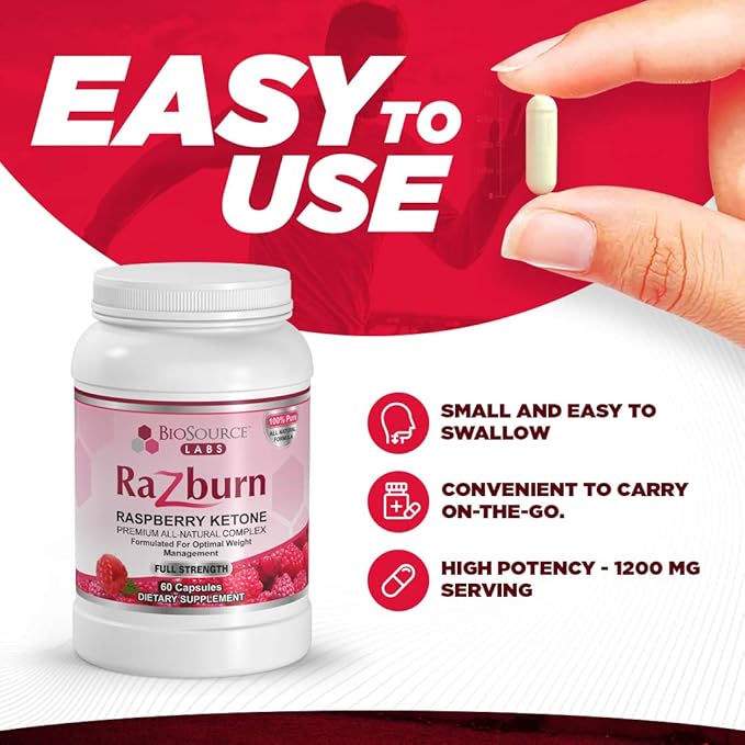 Razburn Weight Management Supplement, Green Tea Extract, Caffeine & Botanical Blend, Energy & Metabolism Support Pills for Men & Women, 60 Capsules
