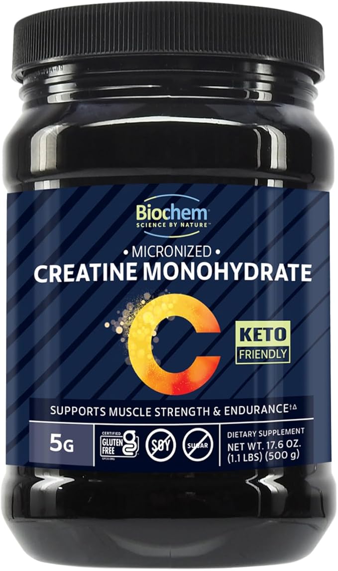 Biochem Micronized Creatine Monohydrate Powder – Muscle Strength & Endurance Support – Clean, Vegan Formula – Certified Gluten Free, K-Parve & Keto – 17.6 oz - 100 Servings