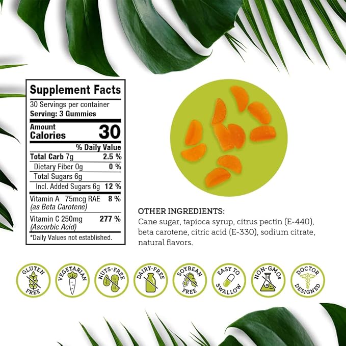 DSO Vitamin C Gummies - Delicious and Natural Orange Flavored Gummies - Vegan Plant Based Gummies 90 Count