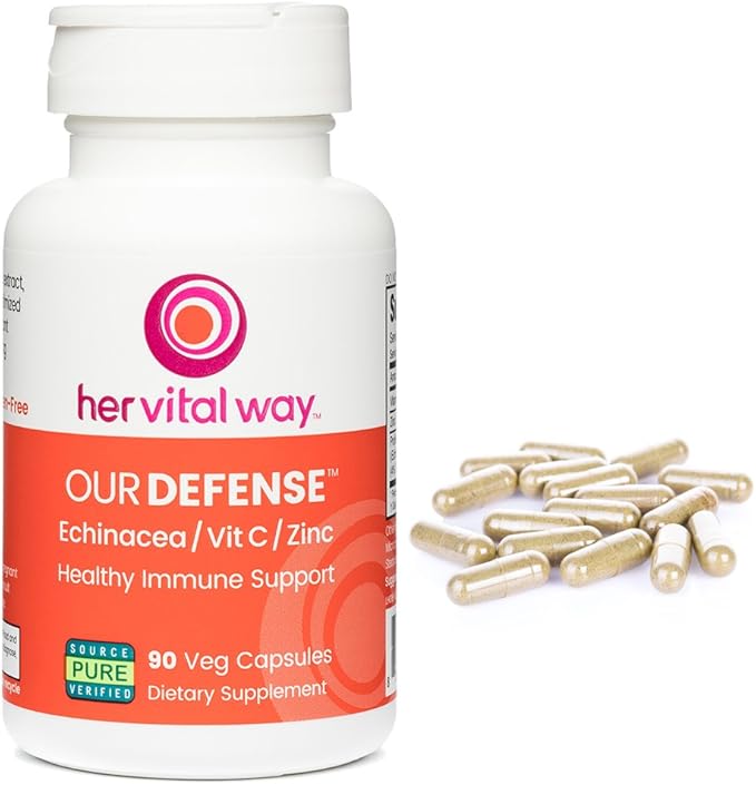 Our Defense Immune Support Supplement - Echinacea, Vitamin C, and Zinc Supplement - Premium Non-GMO Immune Booster for Adults (90 Vegetarian Capsules)