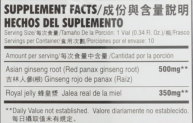 Prince of Peace Red Ginseng - Royal Jelly - 10 cc - 10 Count