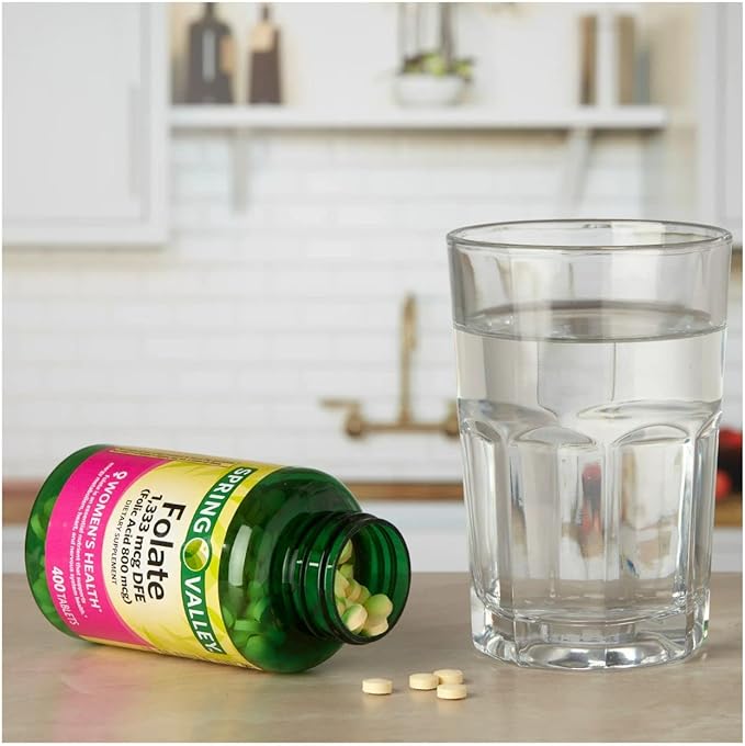 Spring Valley Folate Dietary Supplement, 1,333 mcg, 400 Count + STS Home Fridge Magnet.
