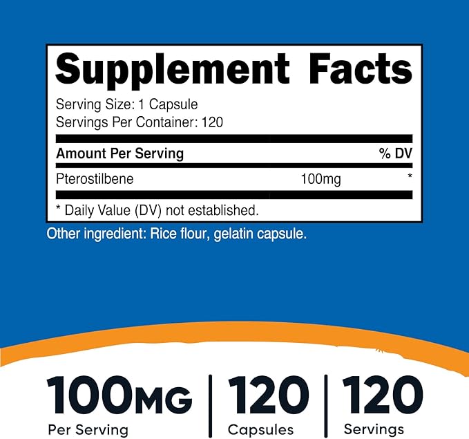 Nutricost Pterostilbene 100mg, 120 Capsules - Non-GMO, Gluten Free