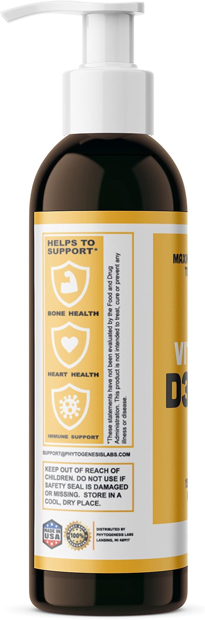 Vitamin D3 K2 Maximum Strength Topical Gel - 15000+ IU Per Pump - The Sunshine Vitamin - Supports Bone & Joint Health, Immune Support - One Month Supply