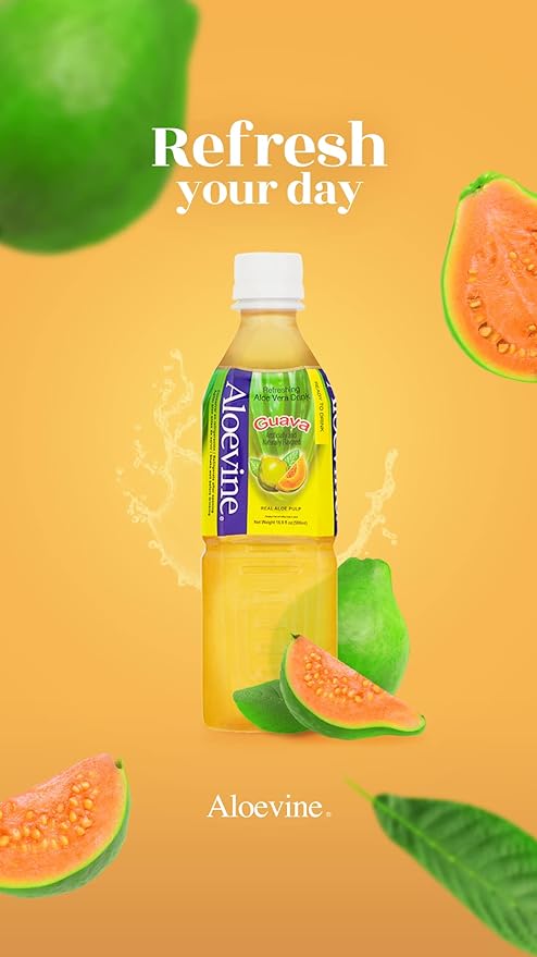 Aloevine Aloe Vera Drink (Guava, 16.9 oz 20 Pack)