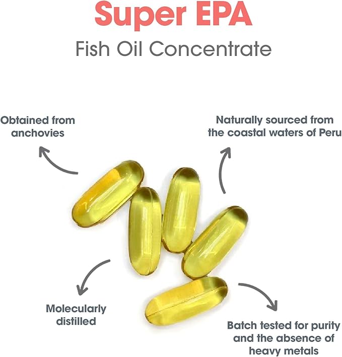 Allergy Research Group Super EPA - Omega 3 Supplement, Fish Oil Concentrate, EPA, DHA, Omega 3 Fatty Acids, Sustainably-Sourced Anchovies, Softgels - 200 Count