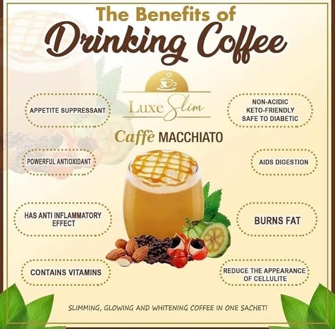 Luxe Slim Cafe Macchiato with Hydrolyzed Collagen & Glutathione, 21g x 10 Sachets, 0.74 Ounce (Pack of 10)