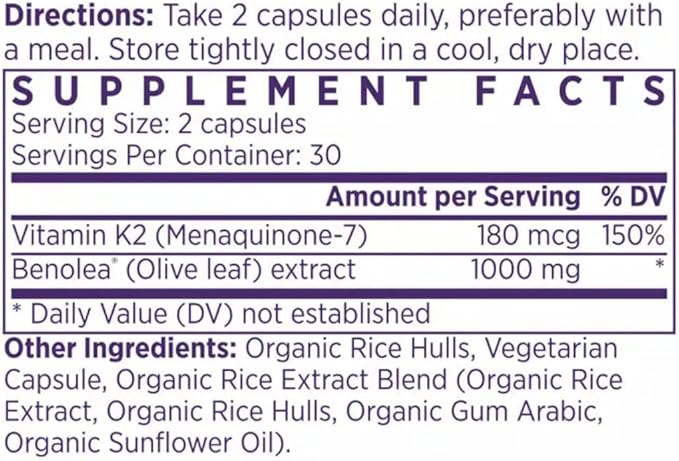 NAOMI BP Advanced, Potent Ingredients for Blood Flow and Circulation, Endothelial Function, Supports Cardiovascular and Arterial Health, 1000mg Olive Leaf Extract, 180mcg Vitamin K2 (Small, 60 Count)