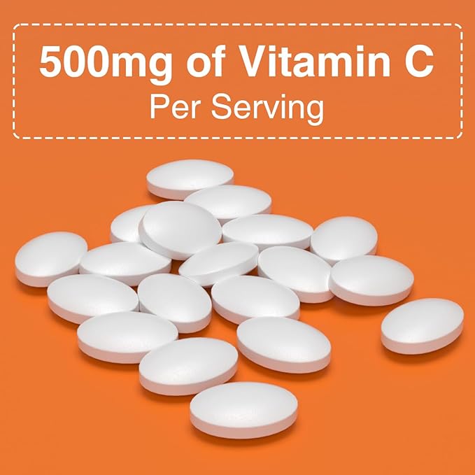 500mg Vitamin C, Immune Support, 120 Chewable Tablets, 60 Day Supply, Gluten-Free, Orange Flavor