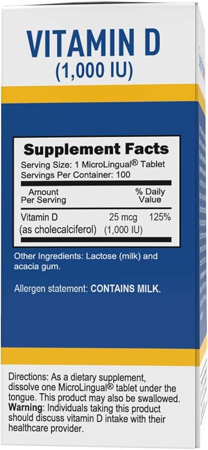 Superior Source Vitamin D3 1000 IU - Offers Immune System, Brain & Nervous System Support - Aids Calcium Absorption for Teeth & Bone Health - Bariatric Friendly - 100 Sublingual Dissolving Tablets
