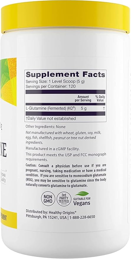 Healthy Origins L-Glutamine (American-Made, Non-GMO, Gluten Free, Muscle Support, Immune Support), 21.2 Ounce