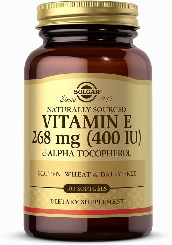 Solgar Vitamin E 268 MG (400 IU) (d-Alpha Tocopherol & Mixed Tocopherols), 100 Softgels - Supports Immune System & Skin Nutrition - Natural Antioxidant - Gluten Free, Dairy Free - 100 Servings