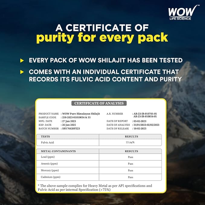 Pure Himalayan Shilajit/Shilajeet Resin Powered by Ashwagandha - 20g | Guaranteed 75%+ Fulvic Acid | Enhance Strength, Stamina & Immunity | Contains Lab Certificate