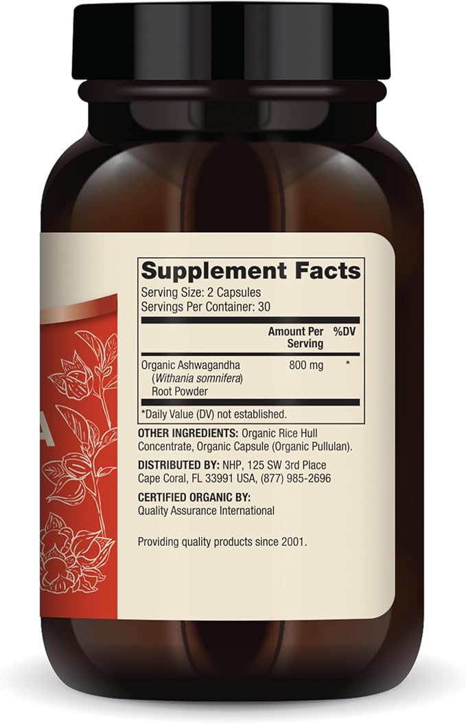 Dr. Mercola Organic Ashwagandha, 30 Servings (60 Capsules), Dietary Supplement, Supports Energy Production, Non-GMO, Certified USDA Organic
