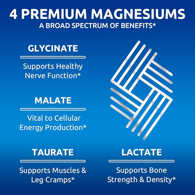 Zentastic Magnesium Complex - 360 Magnesium Capsules - Chelated Magnesium Glycinate, Malate, Taurate & Lactate - Support Bones, Muscles