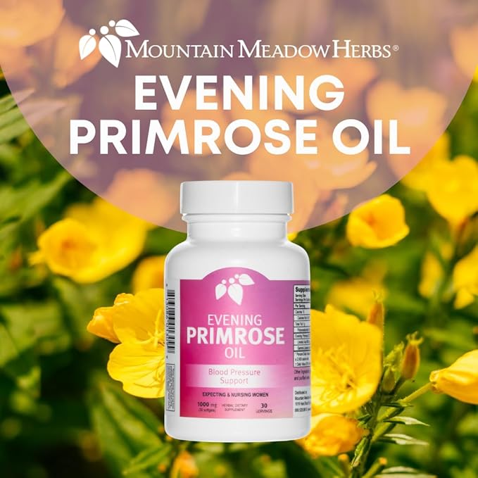 Mountain Meadow Herbs Evening Primrose Oil 1,000mg – Omega-6 Fatty Acids for Women’s Health, Supports Clear Skin & Hormonal Balance, Gluten-Free, Easy-to-Take Softgels (30 Count)