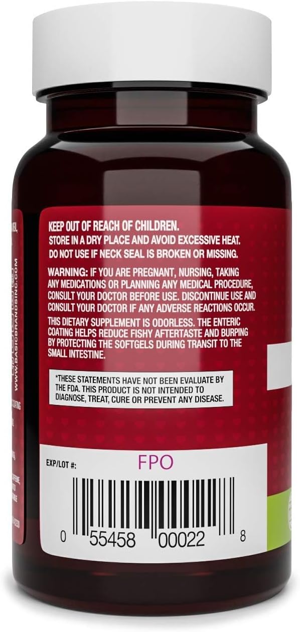 Smart Heart Odorless Omega-3 Fish Oil, Burp-Less, No Fishy Smell, 1000 mg, 90 Count