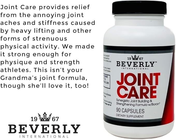 Beverly International Joint Care, 90 Capsules. All Over Joint Support. 3-Stage Building Formula with Glucosamine, Chondroitin, MSM, Hyaluronic Acid. Increase Mobility with Less Discomfort.