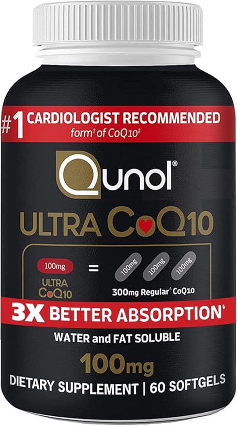 Qunol Ultra CoQ10 100mg Softgels- 3x Better Absorption Coenzyme Q10 Supplements - Antioxidant Supplement for Vascular and Heart Health & Energy Production - 2 Month Supply - 60 Count