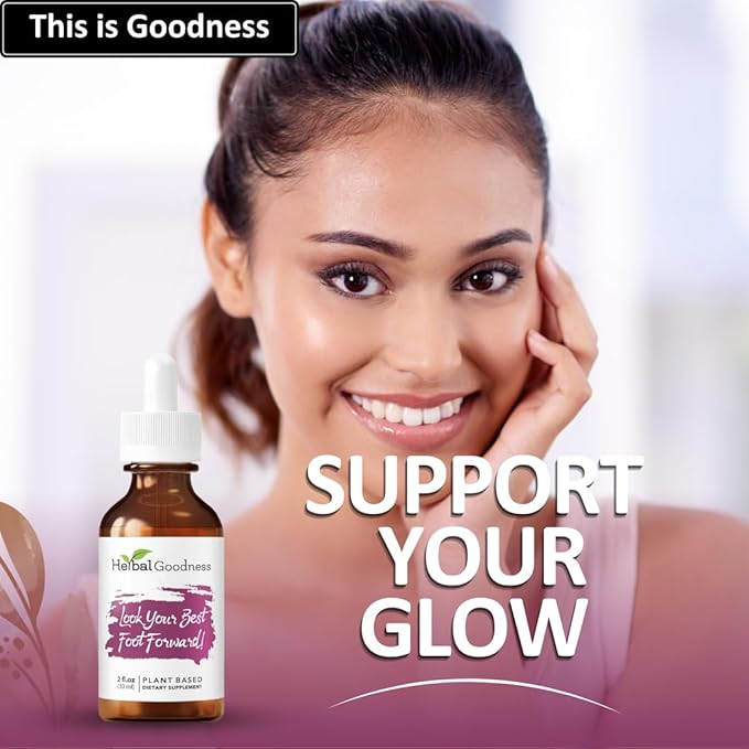 Herbal Goodness Look Your Best Foot Forward - 2oz Bottle - Plant-Based Beauty Liquid Extract for Skin, Hair & Nails. Substitute Liquid Collagen for Women & Biotin, Horsetail Supplements