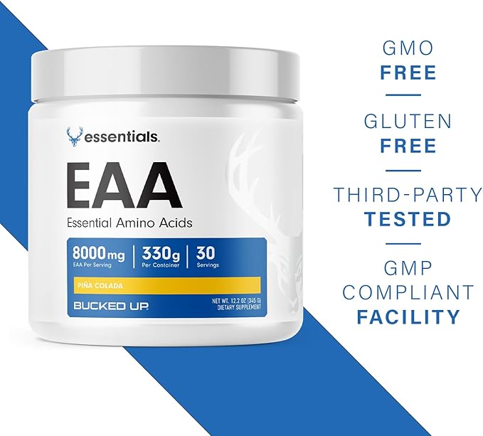 Bucked Up Essential Amino Acids - EAA Powder - Easy Mix, Non Clumping Formula - for Pre/Intra Workout - Pina Colada Flavor - 30 Servings - 11.6 oz