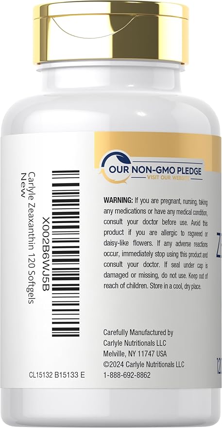 Carlyle Zeaxanthin 10mg | 120 Softgels | Eye Health Support with Lutein | Non-GMO, Gluten Free Supplement