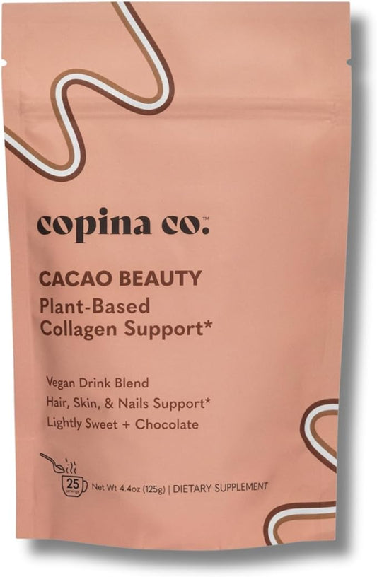 Cacao Beauty Vegan Collagen Booster Drink Blend: Plant-Based Collagen Support Smoothie Drink Vegan Creamy Blend | Cacao Flavor | 1 Bag - 25 Servings per Bag