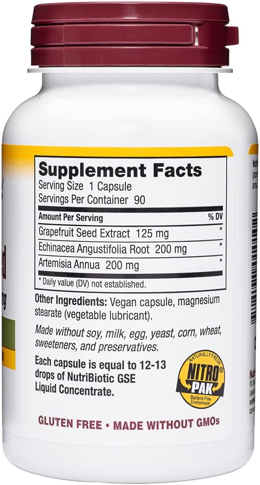 NutriBiotic Grapefruit Seed Extract CapsulesPlus, 125 mg of GSE, 90 Count