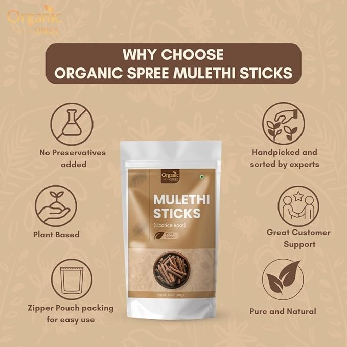 Licorice - Mulethi Sticks - 5.3oz (150gm) Pure and Natural Yashtimadhu - Jethimadh 150gm