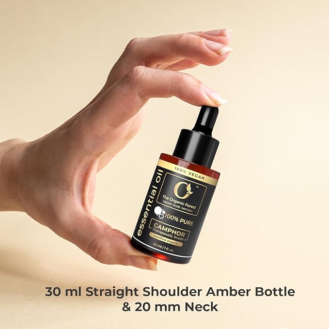 100% Plant Based Organic Camphor Essential Oil - Pure, Natural, Steam Distilled Camphor Oil for Aromatherapy, Skin and Hair Care | Alcanfor | Therapeutic Grade Essential Oil for Humidifier & Diffuser