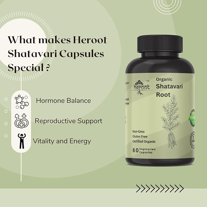 Organic Shatavari Root 500mg (Asparagus racemosus) Menstrual Cramp Relief, Menopause Support, and Women's Health | 120 Capsules | Hormonal Balance Support
