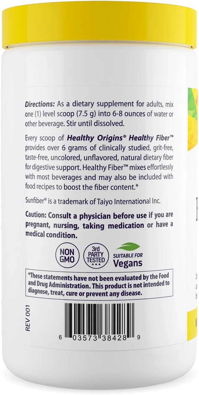 Healthy Origins Healthy Fiber (All Natural, Non-GMO, Gluten Free, Digestive Support, Prebiotic), 7.9 Ounce