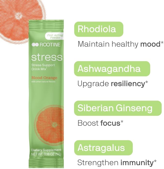 Stress Support Calm Drink Mix Supplement to Help Energy, Mood, & Balance Cortisol Levels, Relaxation Natural Adaptogenic Herbal Calm Powder Mix 24 Pack