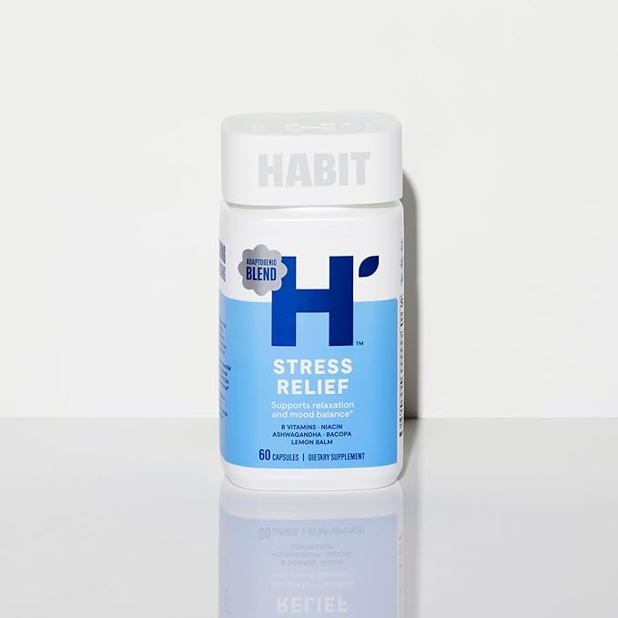 Habit Stress Relief Supplement (60 Capsules) - New Look, Supports Relaxation & Mood Balance, Vitamin B, Adaptogens, Lemon Balm, Calming, Vegan, Non-GMO (1 Pack)