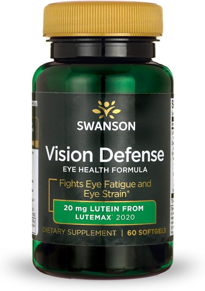 Swanson Vision Defense Antioxidant Vision Health Supplement Lutein Zeaxanthin Astaxanthin Broccoli Extract Bilberry Extract 60 Softgels Sgels