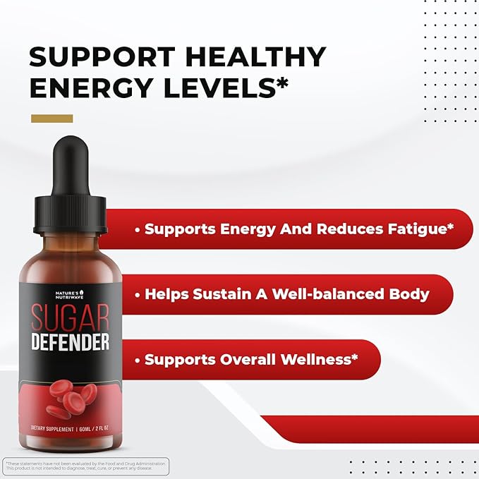 Sugar Defender – Daily Drops with Chromium & Plant-Based Extracts – Natural Liquid Formula – Non-GMO, Non-Habit Forming, Easy to Use – 60ml, 60 Servings, 1 Month Supply