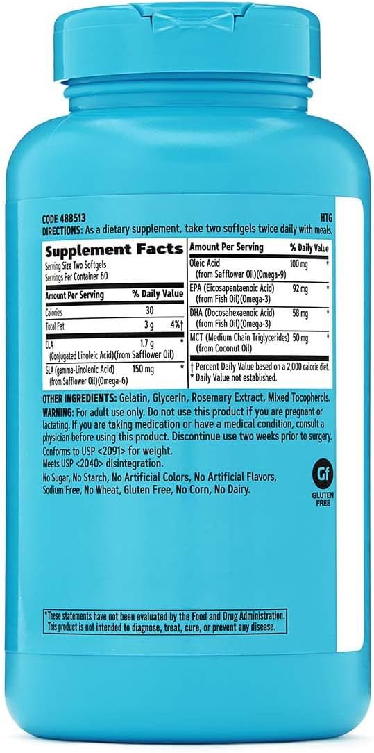 GNC Total Lean Premium CLA 3-6-9 | Improves Body Composition & Muscle Tone, Fuels Energy Without Stimulants, Supports Cardiovascular & Joint Health | 120 Softgel Capsules