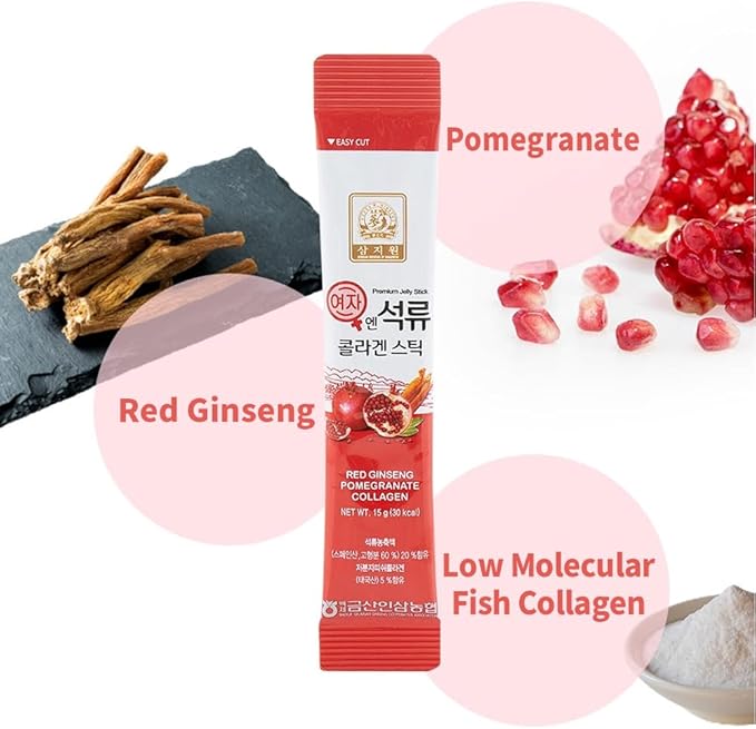Korean Beauty Baekje Geumsan Women's Pomegranate Collagen Jelly Stick 5.1oz / 6 Count (1 Pack)