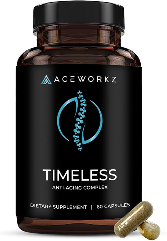 Timeless NAD+ Supplement – Nicotinamide Riboside, Quercetin, Resveratrol & Spermidine – Anti-Aging & Longevity Supplement for DNA Repair, Cellular Health - BioPerine® for Max Asorption (60 Capsules)