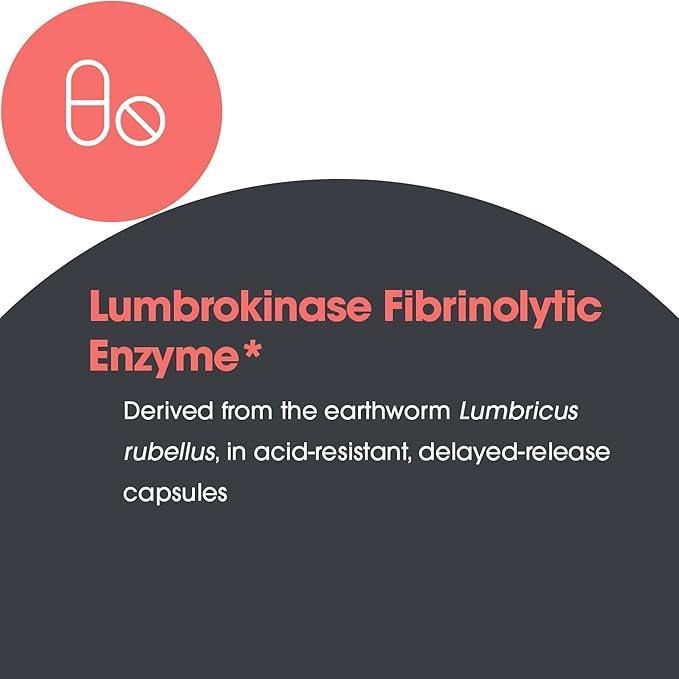 Allergy Research Group Lumbrokinase Supplement - Circulatory System Support, Supports Blood Circulation Already in The Normal Range - 60 Delayed Release Vegetarian Capsules