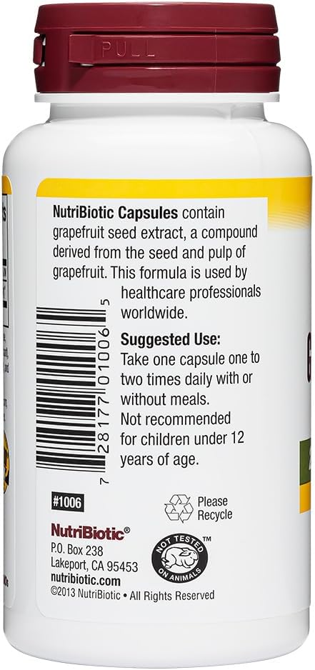 NutriBiotic – Grapefruit Seed Extract Capsules 250 mg, 60 Count - Maximum Strength with Bioflavonoids