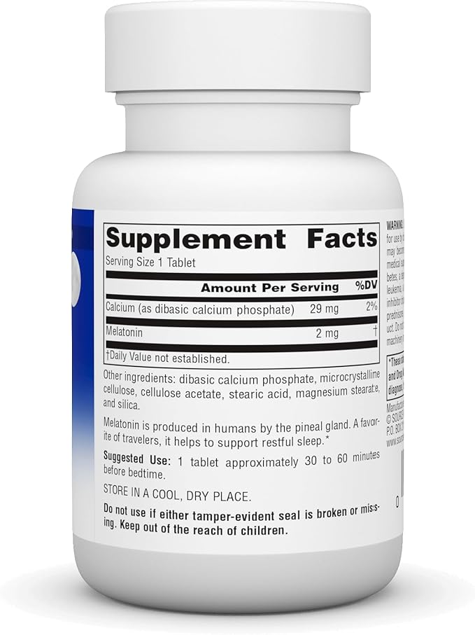 Source Naturals Melatonin, Helps Promote Sleep*, 2 mg - 60 Time-Released Tablets